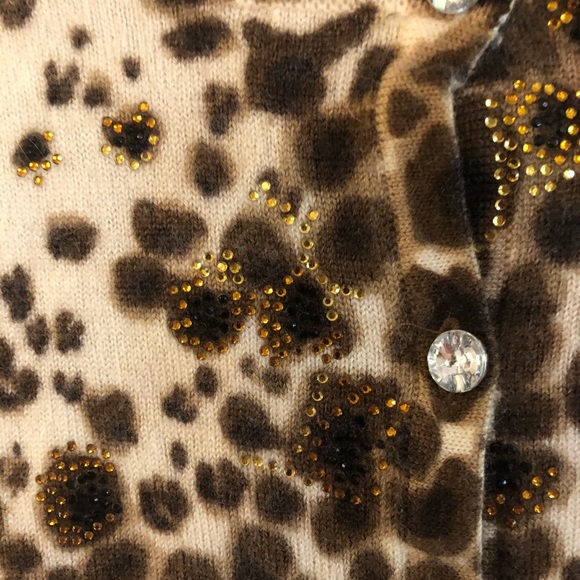 Animal Print Merino Wool Cardigan - Picture 2 of 3